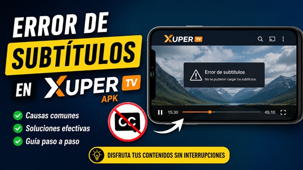 error de subtítulos en xuper tv apk